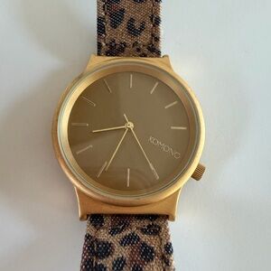 Komono Gold and Leopard Print Watch